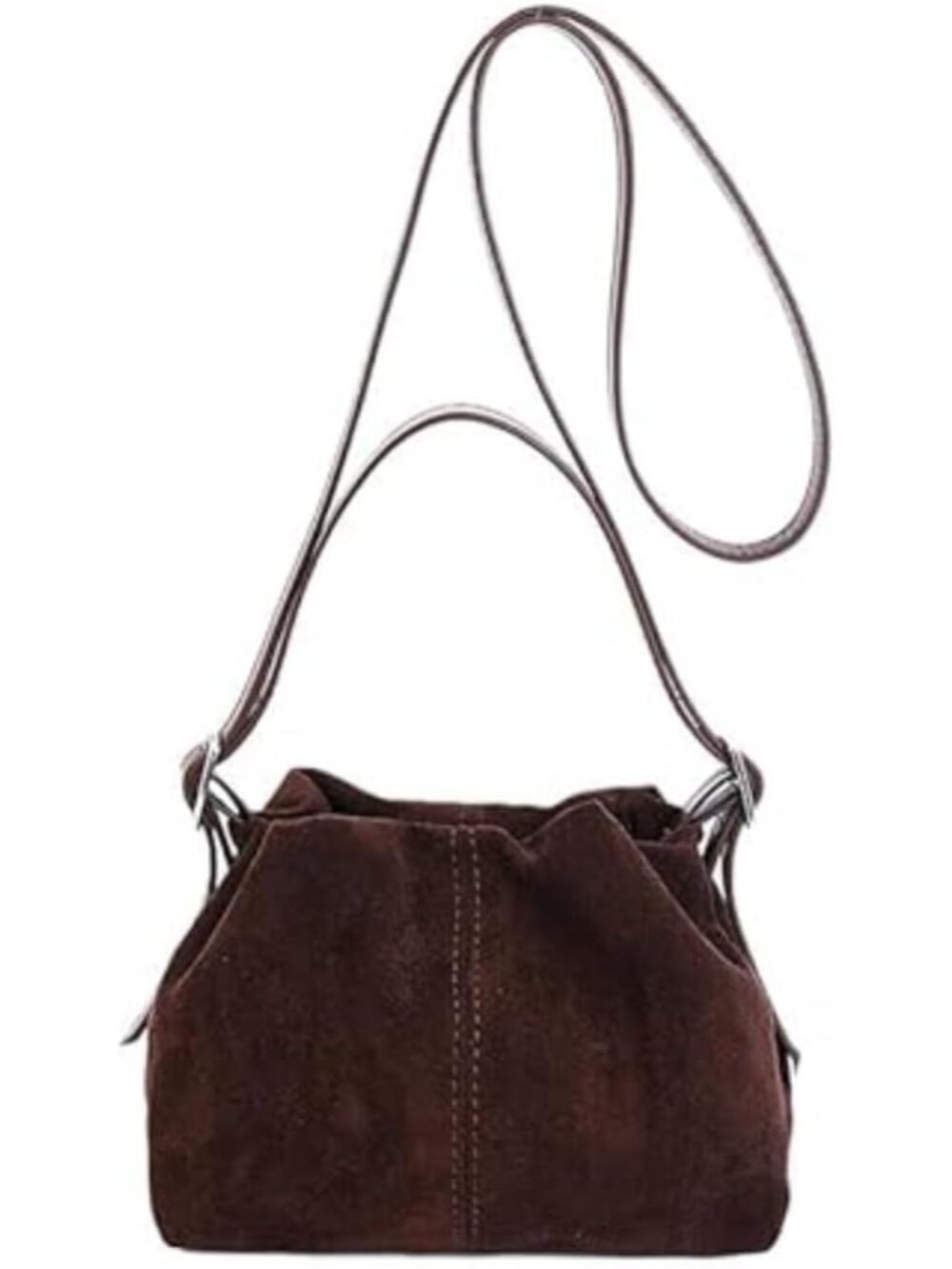 Women Vintage Suede Handbags Tote Handbag Drawstring Bucket Bag Slouchy Crossbod